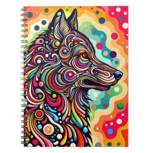 Dream wave Wolf – Retro Psychedelic Pop Art Notebook