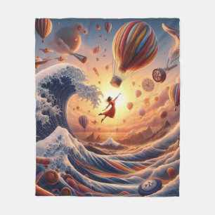Dream Weaver's Journey: Fantasy Hot Air Balloons Fleece Blanket