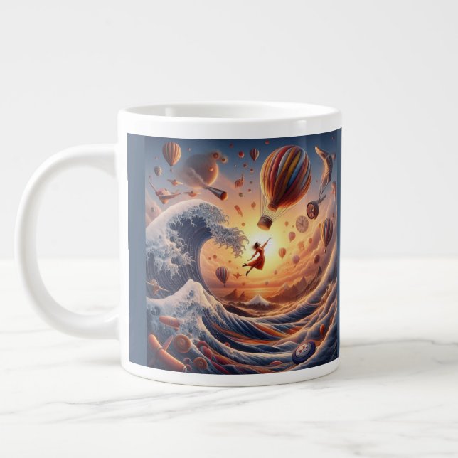 Dream Weaver's Journey: Fantasy Hot Air Balloons Large Coffee Mug (Left)