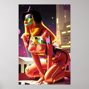 Dream Witch Over Metropolis Ken Gauge Sci-Fi Poster