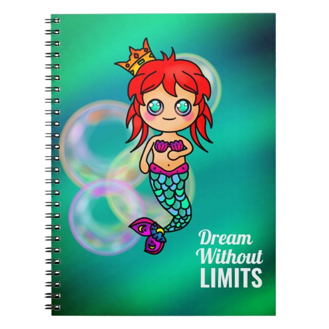 Dream Without Limits Mermaid School Pretty Ocean Notebook (Front)