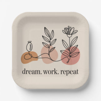 Dream. Work. Repeat Paper Plate