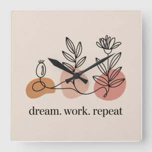 Dream. Work. Repeat Square Wall Clock