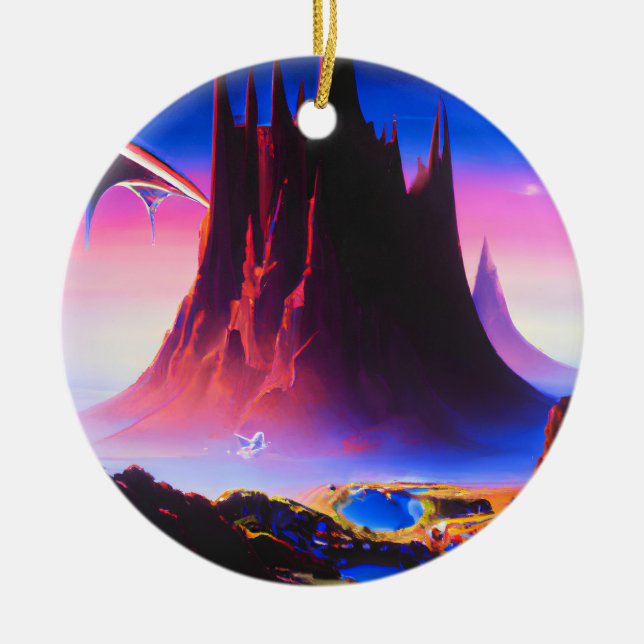 Dream World Oil Painting Ceramic Ornament (Front)