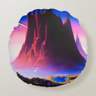 Dream World Oil Painting Round Pillow
