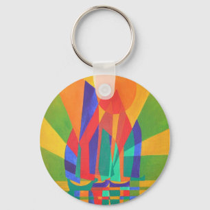 Dreamboat A Cubist Junk In Primary Colours Keychain