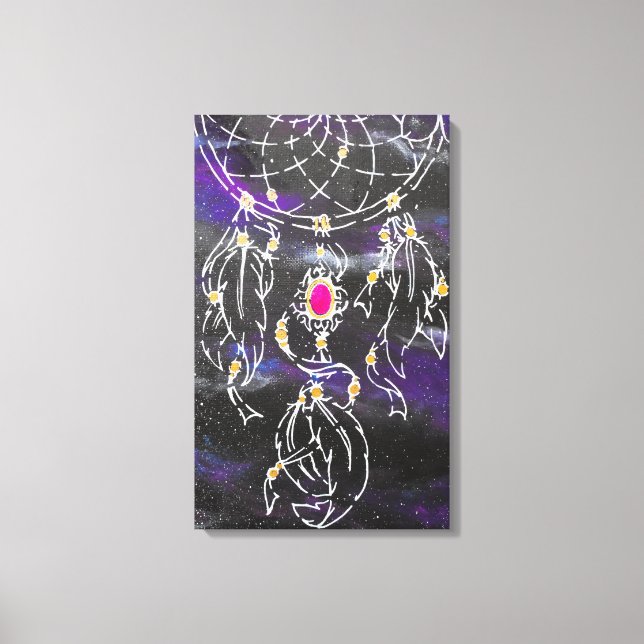 Dreamcatcher and Feathers Galaxy Canvas Print (Front)