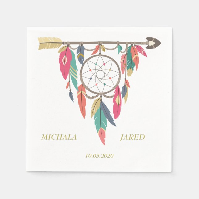 Dreamcatcher Arrow Wedding Napkin (Front)