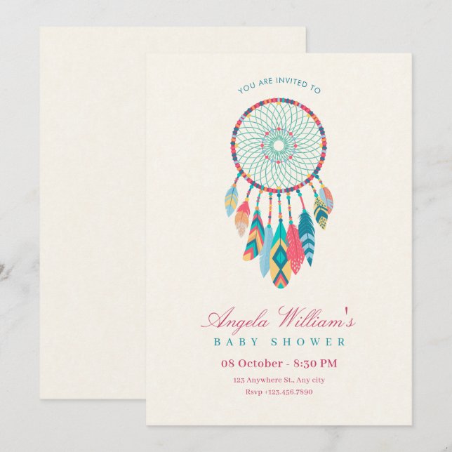 Dreamcatcher baby shower invitation (Front/Back)