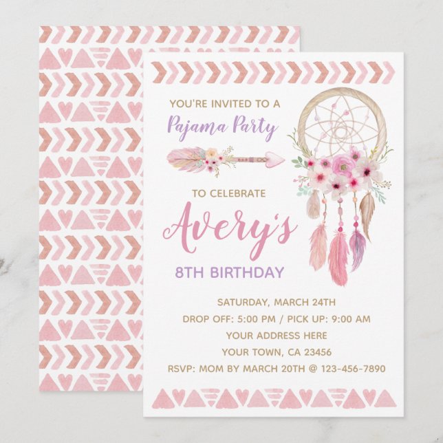 Dreamcatcher Birthday Party Invitation (Front/Back)