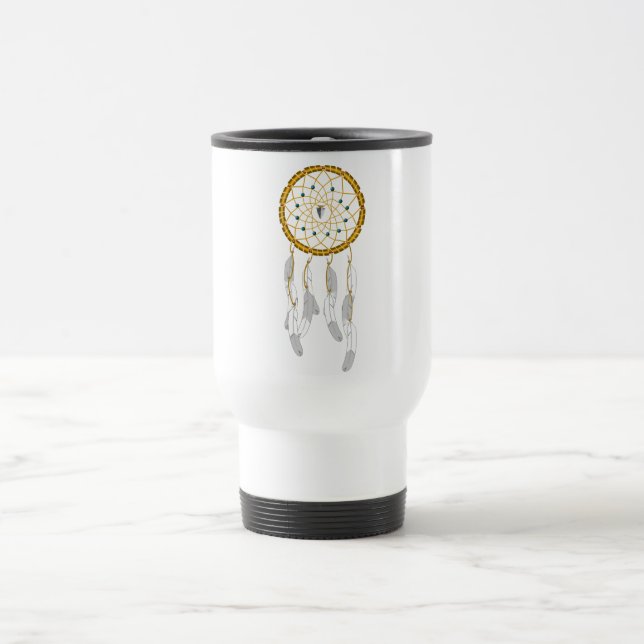 Dreamcatcher--Blue Turquoise Travel Mug (Center)
