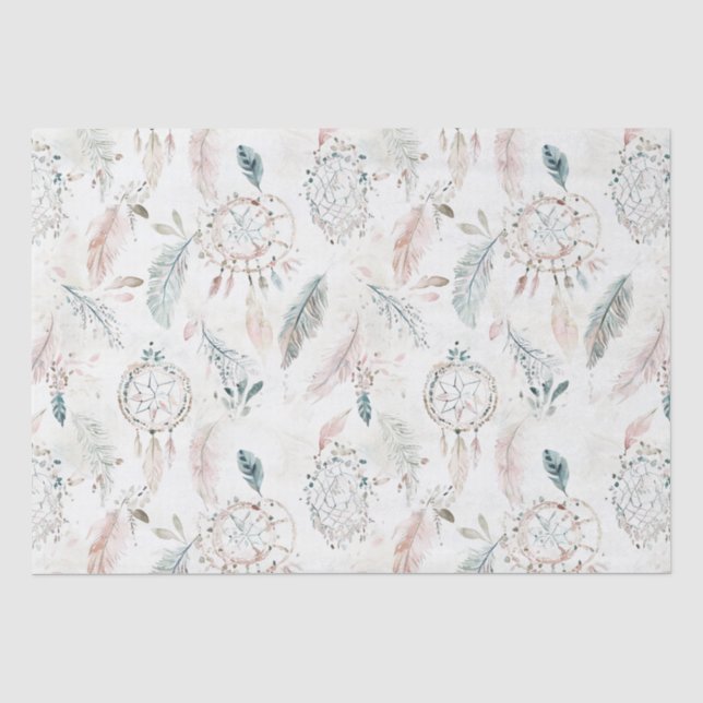 DREAMCATCHER Boho Feathers Neutral Tissue Paper (Front)