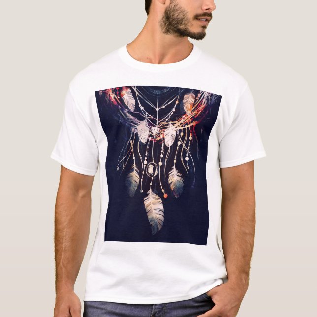 Dreamcatcher, branches, boho style, digital art. T-Shirt (Front)