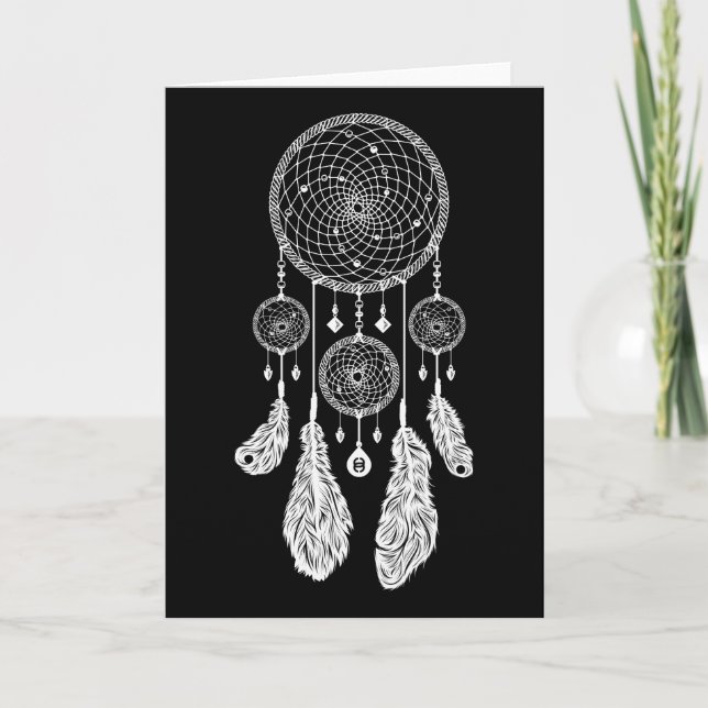 Dreamcatcher - Greeting / Note Card (Black) (Front)