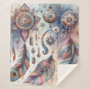 Dreamcatcher in a Bohemian theme Sherpa Blanket