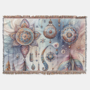 Dreamcatcher in a Bohemian theme Throw Blanket