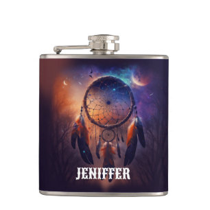 Dreamcatcher in forest forest                      hip flask
