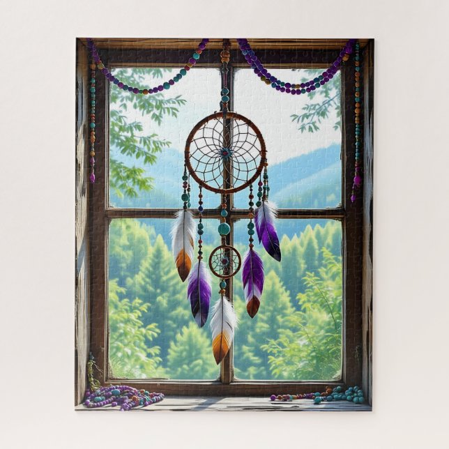 Dreamcatcher in Window | Boho Art Jigsaw Puzzle (Vertical)