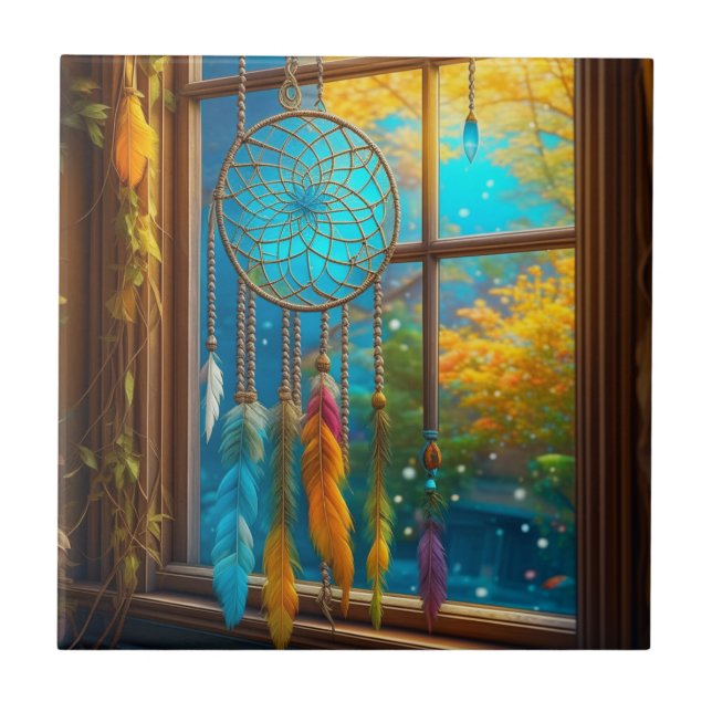 Dreamcatcher in Window Boho Tile (Front)
