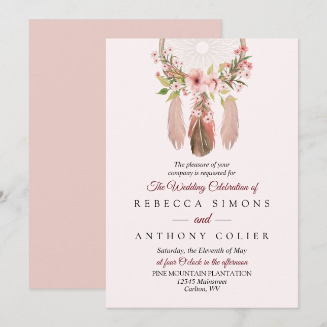Dreamcatcher | Invitations de mariage personnalisé (Devant / Derrière)