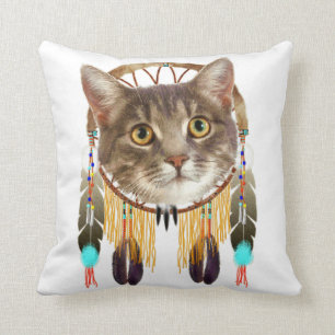 Dreamcatcher kitty throw pillow