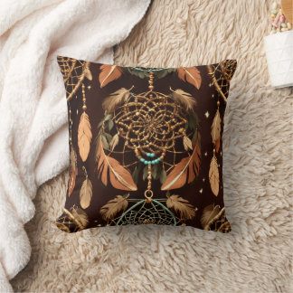 Dreamcatcher Necklace with Feathered Simplicity Throw Pillow