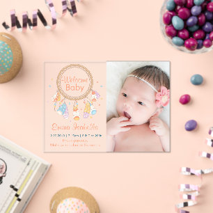 Dreamcatcher New Baby Newborn Birth Announcement