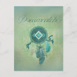 Dreamcatcher On a Misty Green Background Postcard