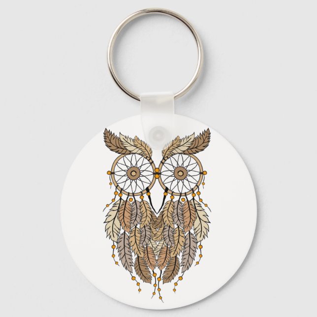 dreamcatcher owl, tribal dream catcher keychain (Front)