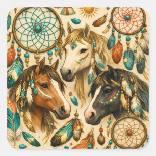 Dreamcatcher Ponies Square Sticker