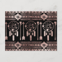 Dreamcatcher Rose Gold Tribal Aztec on Black