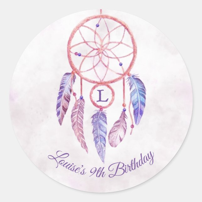 Dreamcatcher Sleepover Birthday Party Classic Round Sticker (Front)