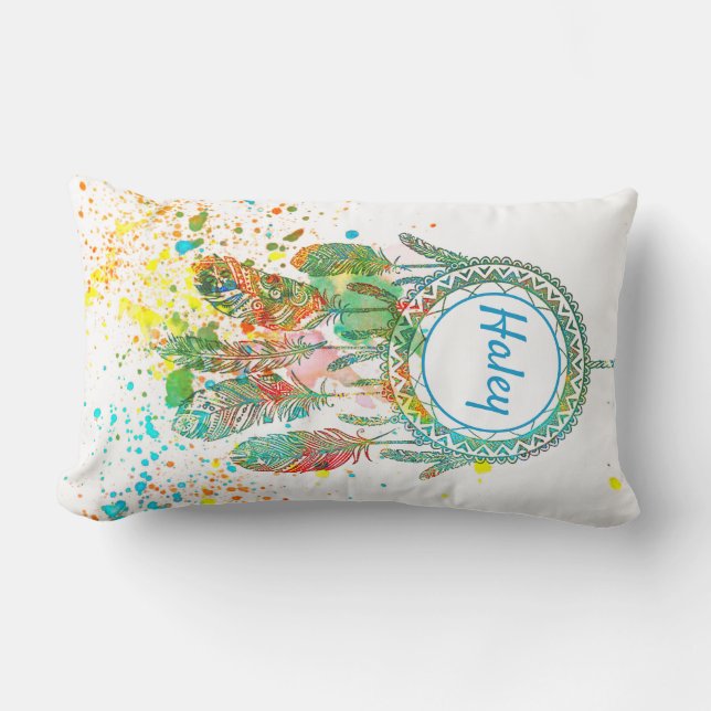Dreamcatcher splatter personalized  lumbar pillow (Front)