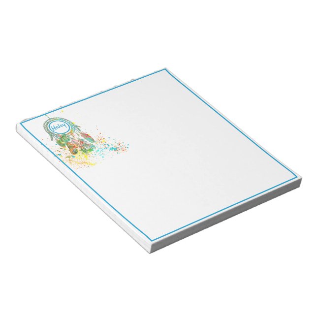 Dreamcatcher splatter personalized  notepad (Angled)