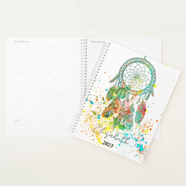 Dreamcatcher splatter personalized planner (Display)