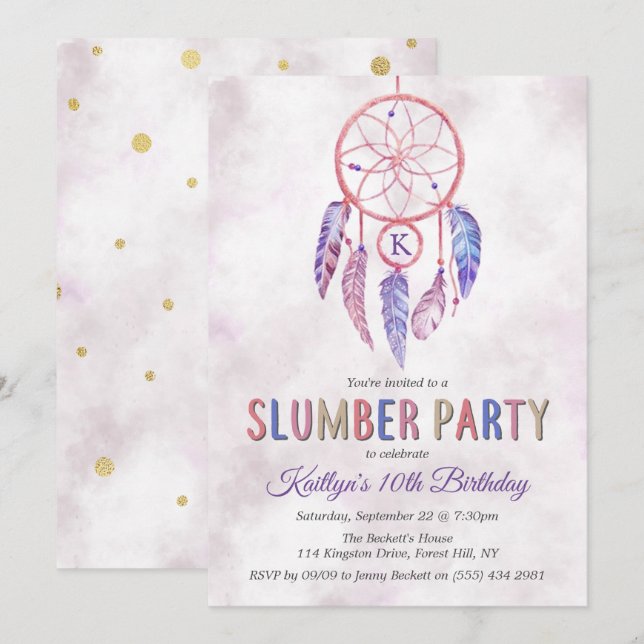 Dreamcatcher Stwood Party Invitations d'anniversai (Devant / Derrière)