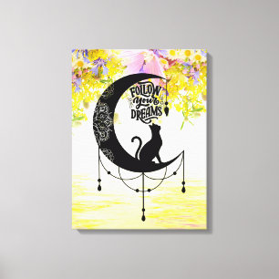 Dreamcatcher with cat Follow your dreams Canvas Print