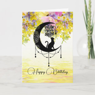 Dreamcatcher with cat   Follow your dreams Card