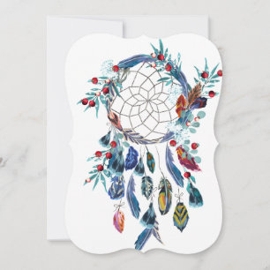 Dreamcatchers and watercolor feathers.  card