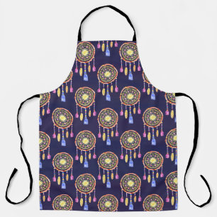 Dreamcatchers Feathers Watercolor Seamless Texture Apron