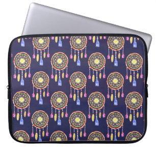 Dreamcatchers Feathers Watercolor Seamless Texture Laptop Sleeve