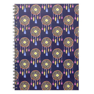 Dreamcatchers Feathers Watercolor Seamless Texture Notebook