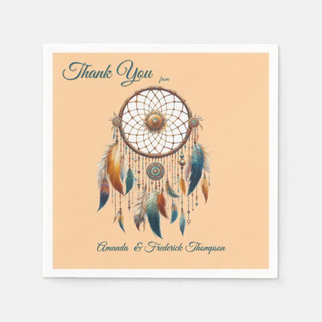 Dreamcatchers in a Bohemian theme Napkin (Front)