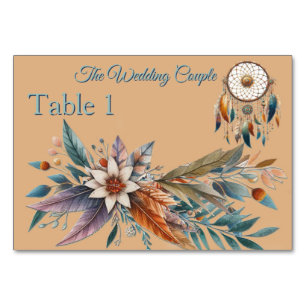 Dreamcatchers in a Bohemian theme Table Number