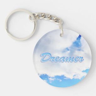 Dreamer Puffy White Clouds and Blue Sky Keychain