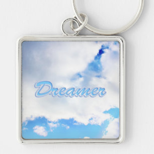 Dreamer Puffy White Clouds and Blue Sky Keychain
