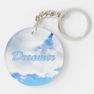 Dreamer Puffy White Clouds and Blue Sky Keychain