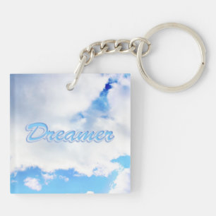 Dreamer Puffy White Clouds and Blue Sky Keychain