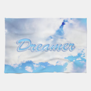 Dreamer Puffy White Clouds and Blue Sky Kitchen Towel