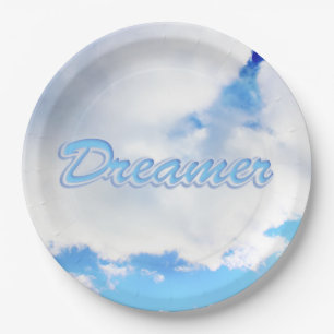 Dreamer Puffy White Clouds and Blue Sky Paper Plate